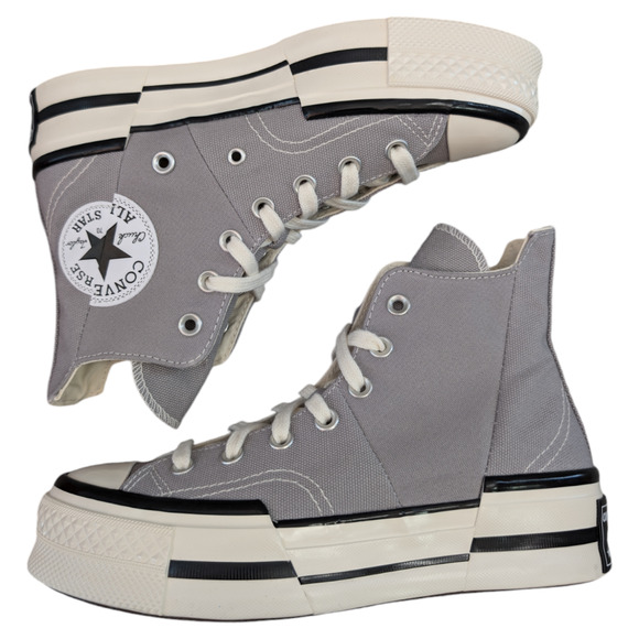 Converse Chuck 70 Plus Totally Neutral Egret Black Platform Sneaker Womens 7.5 - Picture 9 of 10